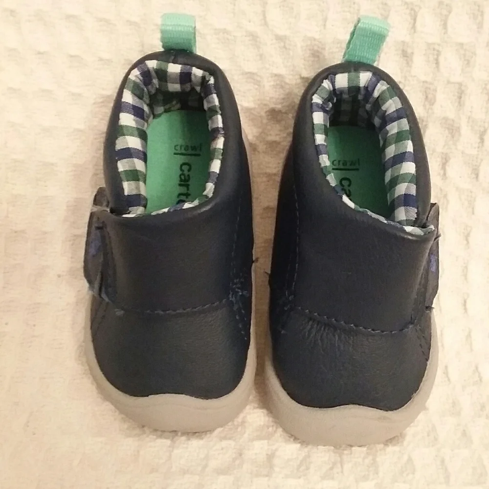 Boys Blue Leather Crawl Shoes